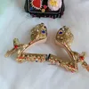 Sandálias Luxo Gold Metálico de Couro Chunky Muti Jewel Quadrado Saltos Sapatos Alta Plataforma Strass Summer