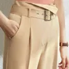 Calças retas Outono Mulheres Casual Sólido Slim Fit Pockets Feminino Ankle-Comprimento Calças 1001 210527
