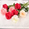 Günstige einzelne rote rosa Rose künstliche Seide Hochzeit Blume senden Freundin Party Dekorationen Home Decore kleine Blumen Herbst Dekor Y0630