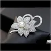 Broches, bijoux livraison directe 2021 luxe Big Sier ton perle cristal fleur broches broche complet strass broches mariage mariée broche fête coût