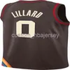 Hommes Femmes Jeunes Damian Lillard #0 2021 Swingman Jersey Cousu nom personnalisé n'importe quel numéro