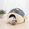 Largemouth vis hond kat bed indoor kitty huis zacht lange pluche bed voor kleine honden inklapbare kat PET-producten CAMA GATO 2101006