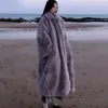 Winter Coat Faux Rabbit Hair Fur Korean Imitation Mink Long Jacket Loose Thick Warm Parka 210510