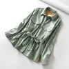 Frauen Lederjacke Einreiher Casual Mantel Krawatte Streetwear Mäntel PU Hemd Tops mit Gürtel 210430