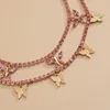 Pendant Necklaces Fashion Gold Color Crystal Butterfly Necklace For Women Female Shiny Rhinestone Clavicle Chain Jewelry Gift