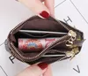 DHL300pcs Portamonete Donna PU Plain Square Thin Short Double Zipper Small Wallet Mix Color