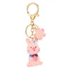 Creative Cartoon Animal Sleutelhanger Bloem Roze Varken Sleutelhanger Leuke Varken Sleutelhanger Charms Bag Hanger Gift Supplies Birthday Party G1019