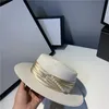 Outdoor Beach Straw Sun Hat for Women Summer Travel Vacation Hats Pearl Flat Top Wide Brim Caps