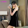 LDYRWQY Night market women's sexy fashion low-cut slim bar dress Knee-Length Regular V-Neck Polyester 210416