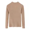 Solid Color Women's Höst Winter Pullover Sweater Slim Primer Shirt Full Sleeve Half High Collar Slim-Fit Tight Jumper Top 210520