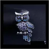 Pin Gioielli Delivery Dleive 2021 Visione della moda Crystal Owl Pins Broochi Sier o Bronzo Metal 5 Colori per Pin Spettatura a scelta PS2976 H4GCS