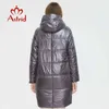 Astrid Autumn and Winter Women Coat Mid-Längd Coat Hooded Warm Plus Size Fashion Women's Jacket Thin Cotton Parka AM-9790 211215