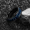 Anneaux de mariage NuncAD Men039s 8 mm Tungsten en carbure en acier noir avec chaîne rotative bleue Taille de l'ajustement de confort incrusté 6126666617