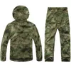 Tactical Soft shell Fleece Jacket Men Winter Army Military Waterproof Suit Coats Outwear Camouflage Camo Shark Skin Jackets Sets Y1109