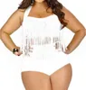 Koop plus size split badpak vrouwen sexy retro gevoerde push up kwast hoge taille vrouwelijke biqiuni badpak 210630