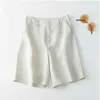 Sommer Stil Koreanische Casual Breite Bein Hosen Frauen Baumwolle Leinen Hosen Allgleiches Gerade Fünf-punkt Frauen Hosen 210522