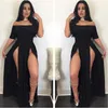 Abiti casual Donna Sexy Solid Off Dovrebbe senza spalline Maxi Prom Split Dress Party Evening Club Lungo pavimento-lunghezza Kleid Robe Femme