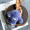 Fur Keychain 10cm Luxury Real Mink Fur Mini Cute Bunny Rabbit Bag Charm Holder Pompon Car Keyring Pendant Accessories 220228