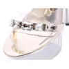 Fashion Rhinestone 15 cm tunna höga klackar skor kvinnor transparent plattform kristall sandaler kvinnliga bröllop parti pumpar ws0065