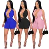 Partihandel backless jumpsuits kvinnor bodycon romers sexiga v nack ärmlösa playsuits casual solid overall club bär bulk 6972