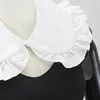 Japanese Womens Sweet Doll False Fake Collar Ruffles Trim Detachable Half Shirt M2ea