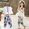 Tiener meisje kleding zomer kids mode sling tops bloemen broek twee stuk set kinderen pak meisjes outfits 4 5 8 9 10 12 jaar kleding set