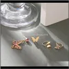 Hoop Hie Drop Delivery Zovoli Shiny Minimalist Butterfly Stud Ear Clip for Women 2021 Trendy Rhinestone Animal Earrings Jewelry Gift 90ono