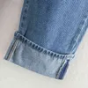 Jeans a vita alta Denim Donna Casual larghi blu Pantaloni dritti da donna a gamba larga Bottoni Mamma 210515