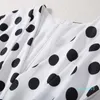 カジュアルドレスQueen Letizia Ortiz Rocasolano Polka Dot Print Women Dress V-NeckMaxi1635