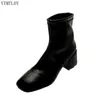 2022 Ladies Square Boots 발목 발가락 힐 캐주얼 여성 신발 패션 지퍼 지퍼 플랫폼 YTMTLOY Winter Rubber Botines de Mujer 87825