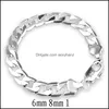 Bedelarmbanden sieraden 6 mm 8 mm 10 mm 12 mm mannen armband 925 Sterling Sier Italiaanse Cubaanse stoepelketen Link vrouwen groothandel cadeau drop levering 20