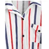Blusas Mujer de MODA Kvinnors Blus Button Pocket Stripe Kortärmad Skjorta Kvinnor Toppar och Blusar Kvinnor Kimono 210426