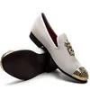 Men Wedding Shoes Gold Chaussure Homme Luxe Marque Loafers modieuze nachtclub feestschoenen fluweel trouwschoenen A25