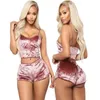 Frauen Damen Sexy Samt Crop Tops Dessous Unterwäsche Pyjamas Panty Set Q0706