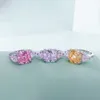 Gerçek çiçek kesim 5ct pembe elmas yüzük% 100 orijinal 925 STERLING Gümüş Nişan Aly Band, kadınlar için ince mücevherler241s