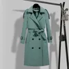 Kadın Trençkotlar 2021 Sonbahar Zarif Çift Göğüslü Ceket Kadın Turn-down Yaka Sashes Kore Vintage Uzun Kadın CX1897