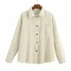Dames Corduroy Solid Shirts Jassen Jassen Herfst Lange Mouw Overdekte Button Vrouwelijke Straat Casual Jacket Bovenkleding Kleding 210513