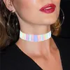 Laser Rainbow Choker Necklace Collars Sexy Women Necklaces Fashion Jewelry Neck Chains band will and sandy