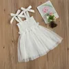 0-4Y Summer Toddler Infant Baby Kid Girls Tulle Dress Princess Bow Sleeveless Dresses Holiday Party Costumes 210515