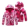 Jacket For Girls Spring Children's Flower Fleece Clothes Coat Windbreaker Outerwear Kids Polar Windproof 3-12T 220222