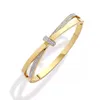 High-End Quality Design Armband Bangles Enkel Love Knot Dubbelring Titanium Rostfritt Stål Bangle Armband med Diamanter