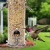 Outros pássaros fornecem um alimentador automático de alimentos tigela de alimentos ao ar livre de decoração de jardim vintage à prova de esquilos, travessa de metal de aço pendurado Arte de metal sensati