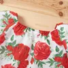 2pcs Baby Girl Short-sleeve Floral Pretty Skirt Set 210528