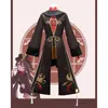 Gane Genshin Impact Hutao Cosplay Kostüm Uniform Perücke Hut Ringe Requisiten Anime Cosplay Hu Tao Halloween Party Rollenspiel Zubehör Y0903