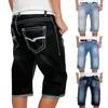 Homme Jean short été décontracté droit Denim short Streetwear homme ample genou longueur ample Jean pantalon noir bleu poche bleu