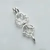 Lotus Flower Blossom Landant Small Lockets 925 Sterling Silver Gift Love Wishing Pearl Cage 5 Pitch238Z