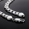 Chains Classic 925 Sterling Silver 18-30 Inch 12 Mm Rock Hip Hop Flat Side Necklace Ladies Men Fashion Wedding Pendant Jewelry