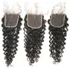 Cabelo humano brasileiro 3 pacotes com encerramento de renda Deep Wave Deep não processado Remy Weft Extensões para mulheres