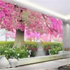 Custom Any Size 3d Wallpaper Flower Sea Cherry Blossom Tree Walkway TV Background Wall Decoration Modern Mural Wallpapers