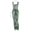 Simenual Tie Dye Fasciatura a costine aderente Maxi abiti da donna senza maniche lavorato a maglia Moda 2022 Estate Clubwear Skinny Party Dress Casual